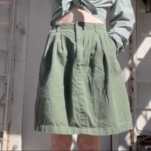 Vintage 90s Olive Green Khaki High-Waisted Skirt